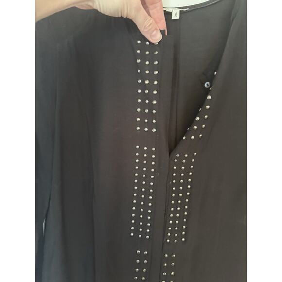 Gerard Darel Womens Black Semi Sheer Long-Sleeve Blouse Shirt Top Size 36 Silk - Picture 11 of 16